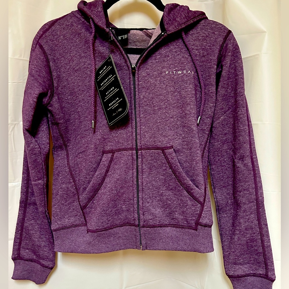 FITWEAR New‎ Zealand Active Fleece Zip Hood Coral Speckle - Size X Small 6 US